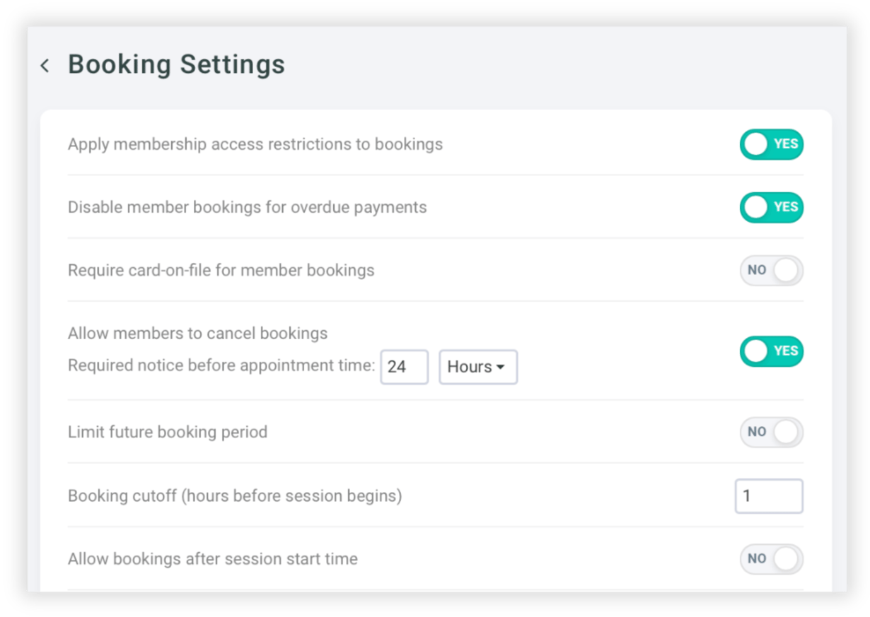 Booking Settings