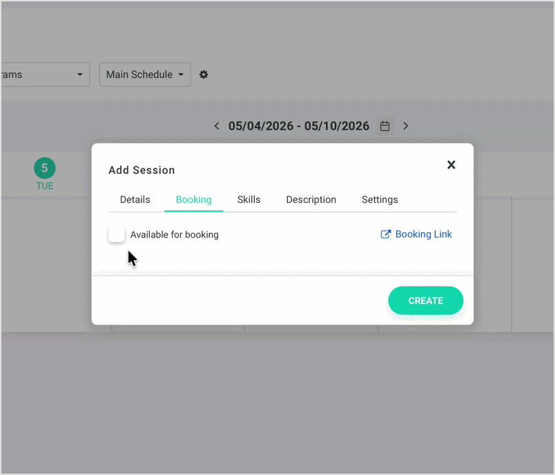 Making Session Bookable