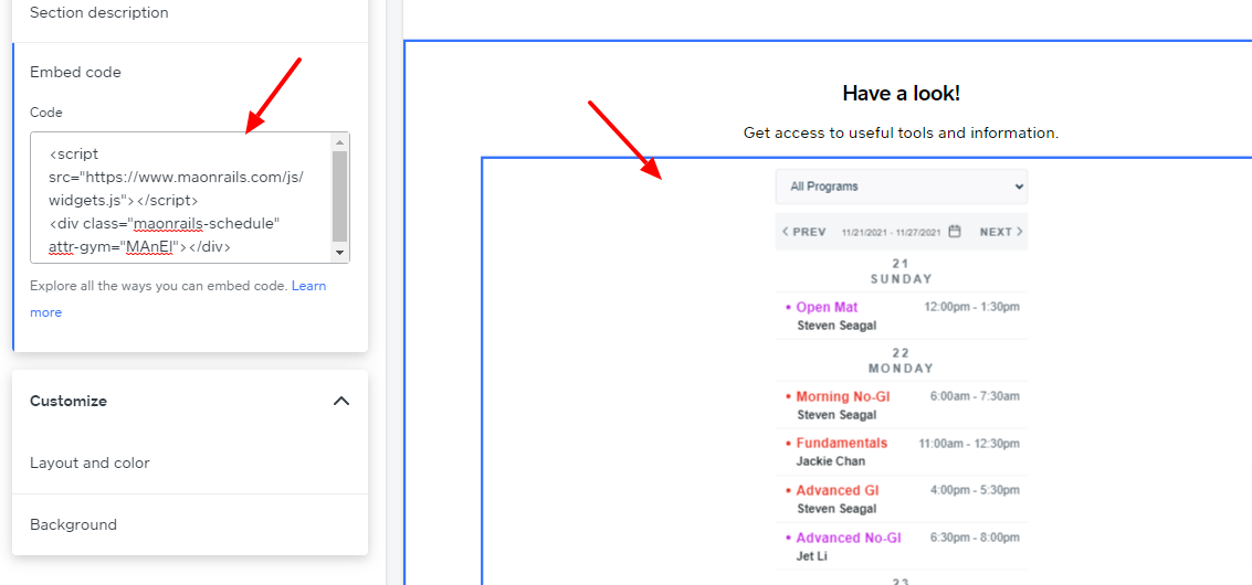 How to embed widgets on a Square site