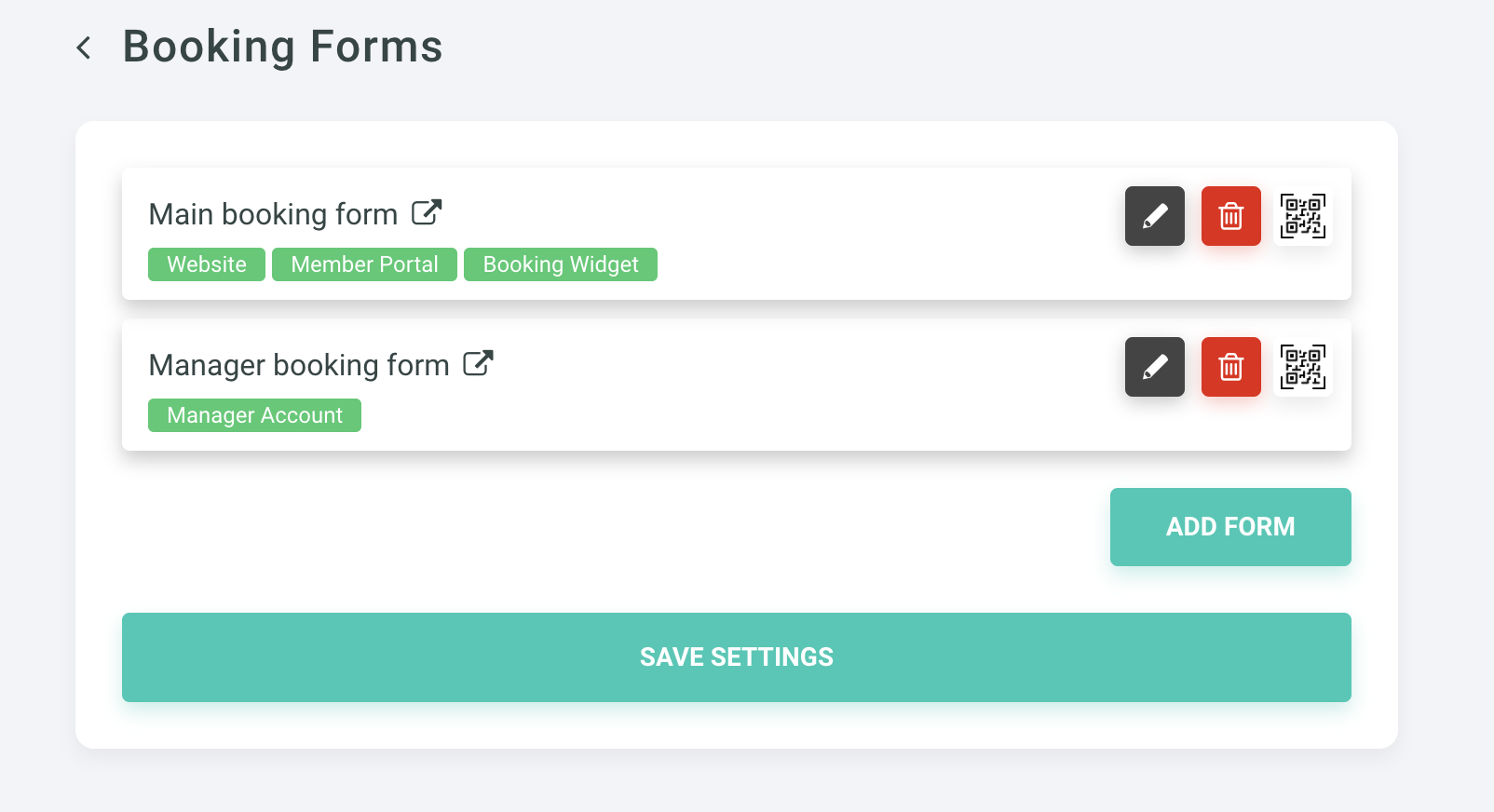 Booking Forms